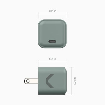 CLEMM Core USB-C Charger Block Power Adapter for iPhone 17/16/15/14/13/12/11/X, Galaxy S24 Ultra/S23 35W Max Output Fast Charging, Foldable, GaN, PPS, 3.0, 1 Port, Compact Sleek Design, Gray