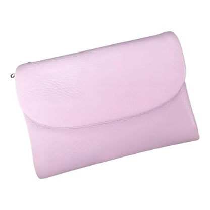 Unisex Pebble Leather Wallet, 5.3In Short Genuine Leather Coin Card Holder, Unisex Clutch Bags, Can Hold Coins, Id Cards - color: Cherry blossom pink