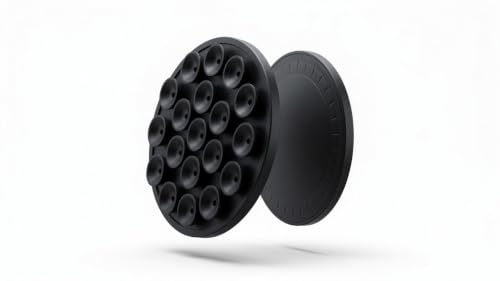 Magnetic Suction Phone Mount - Black Silicone Holder with Strong Suction for iPhone & Android - Versatile Use on Mirror, Glass, Car & Gym