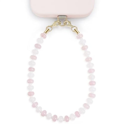 POSADINA Natural Stone Phone Charm, Beaded Healing Phone Wrist Strap, Handmade Cellphone Chain Lanyard with Tether Tab - color: Rose Moon