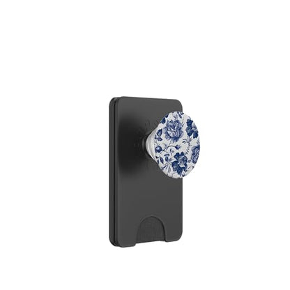 Rose to Fame Blue & White Rose PopSockets PopWallet for MagSafe - style: Magnetic PopWallet