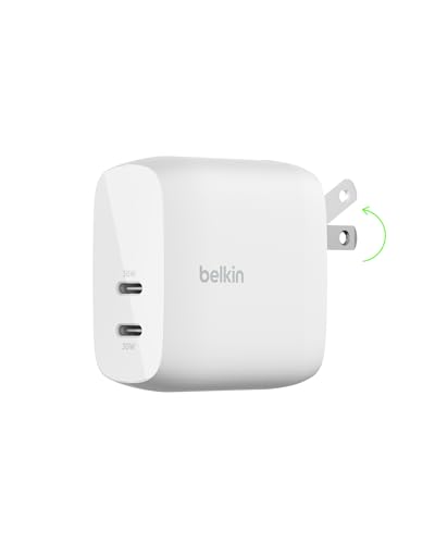 Belkin 60W Dual USB C Charger Block, PPS Fast Charging for Travel - size: (Pack of 1)