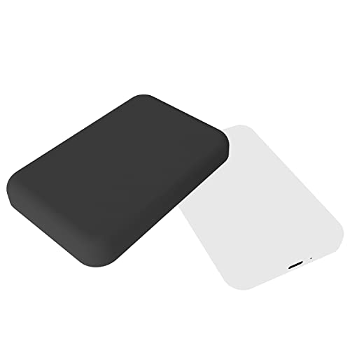 Puxicu Clear Case Compatible with Magsafe Battery Pack, Slim Design Matte TPU Rubber Soft Skin Silicone Protective Cover for Magsafe Battery Pack - 2 Pack (Black+Clear)