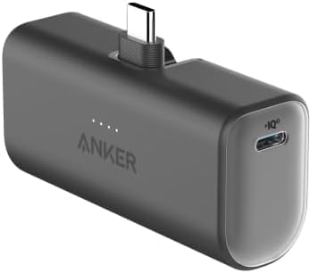 Anker Nano Power Bank,5,000mAh Portable Charger, Built-in USB-C Connector - color: Black