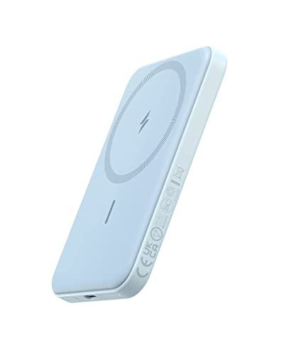 Anker 621 MagGo Power Bank, 5,000mAh Magnetic Portable Charger | Travel Essential Battery Pack with USB-C Cable, Compatible with iPhone 16 / 15 / 14 / 13 / 12 Series - color: Blue, size: 4.13 x 2.62 x 0.45 inches
