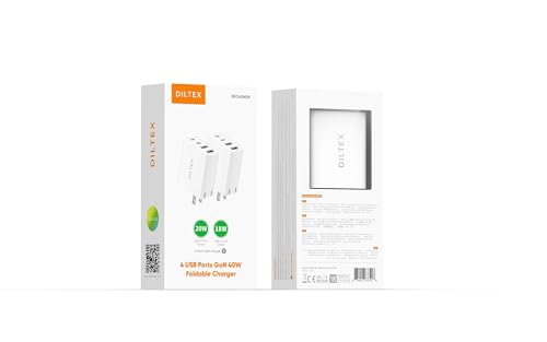 4USB Ports Gan 40W Foldable Charger 2 Pack - Compact USB-C & USB-A Fast Charger with Smart Power Output for Safe Charging- Charging Block compatible with Apple, Android & Google Devices Simultaneously