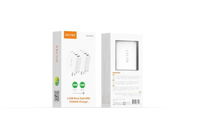 4USB Ports Gan 40W Foldable Charger 2 Pack - Compact USB-C & USB-A Fast Charger with Smart Power Output for Safe Charging- Charging Block compatible with Apple, Android & Google Devices Simultaneously