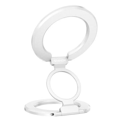 Phone Ring Holder for MagSafe Case, Strong Magnetic Cell Phone Grip, 360° Rotation Kickstand Compatible with iPhone and Android. - color: Silver Titanium