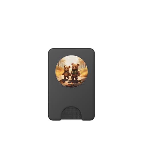 Teddy Bears Walking in Autumn Forest Holding Hands PopSockets PopWallet for MagSafe - style: Magnetic PopWallet