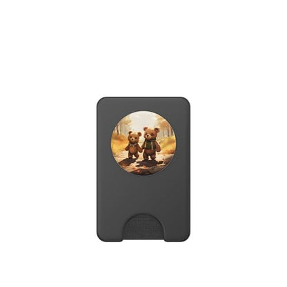 Teddy Bears Walking in Autumn Forest Holding Hands PopSockets PopWallet for MagSafe - style: Magnetic PopWallet