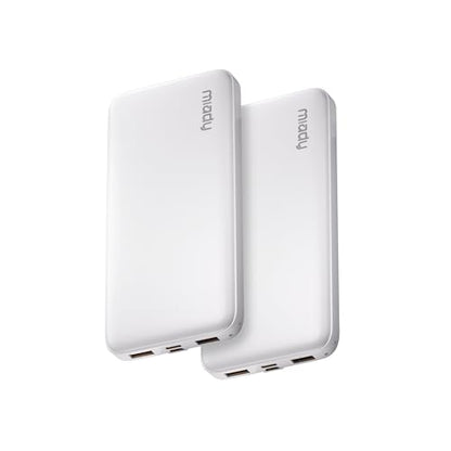 Miady 2-Pack Portable Charger, Slim 10000mAh Power Bank Travel Battery Pack - color: White+White