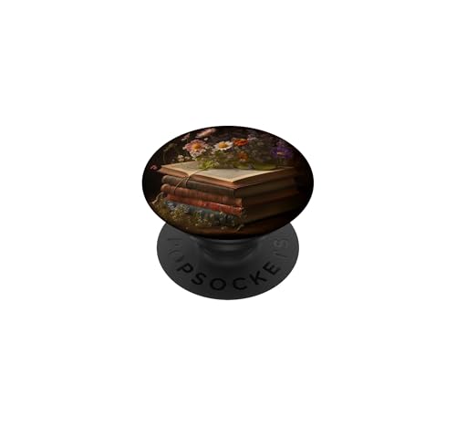 Librarian Flowery Book Lover Bookish Floral Aesthetic PopSockets Adhesive PopGrip - style: Adhesive PopGrip
