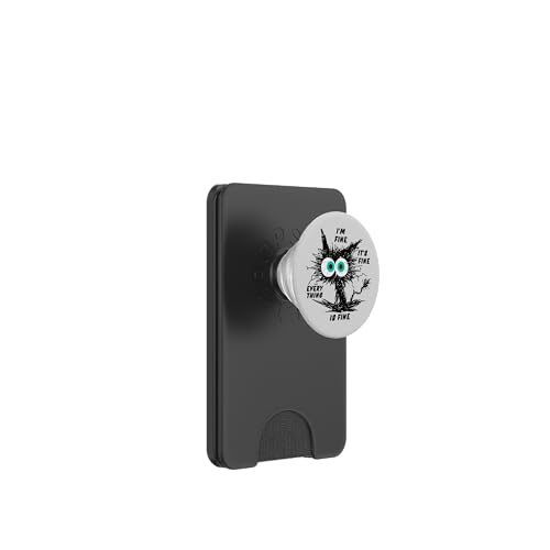 Funny Cat Lovers Pop-Up Socket Grip-I'm Fine Funny Black Cat PopSockets PopWallet for MagSafe - style: Magnetic PopWallet