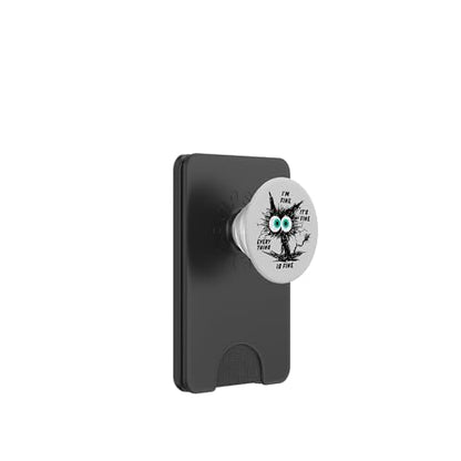 Funny Cat Lovers Pop-Up Socket Grip-I'm Fine Funny Black Cat PopSockets PopWallet for MagSafe - style: Magnetic PopWallet
