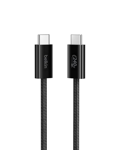 Belkin USB C to USB C 240W Braided Cable 3.3ft Fast iPhone Charger Cord - color: Black, style: 3.3 ft