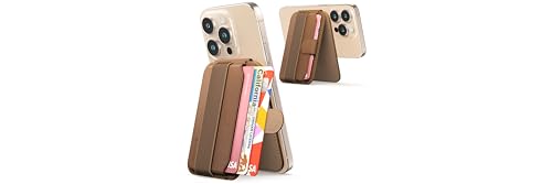 Sinjimoru Magnetic Wallet for iPhone, Phone Wallet with Adjustable Stand, Compatible with MagSafe, Brown - color: Brown
