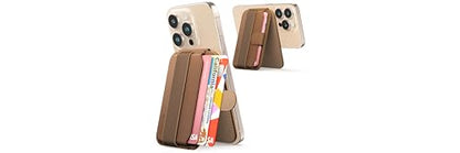 Sinjimoru Magnetic Wallet for iPhone, Phone Wallet with Adjustable Stand, Compatible with MagSafe, Brown - color: Brown