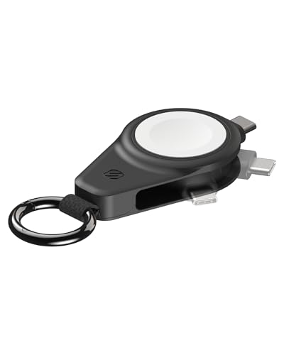 Scosche WatchIt Keychain Magnetic Charger for Apple Watch, Fast Charging USB-C Plug-in (No Battery), Portable Travel Charger for Series 11/10/9/8/7/6/5/4/3/2, Ultra 3/2, SE3/SE2/SE & AirPods, Black - color: Black