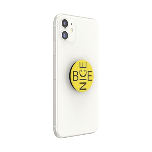 PopSockets Adhesive Phone Grip, Holder, Phone Stand, Yellow - Be Nice - color: Be Nice, style: Adhesive