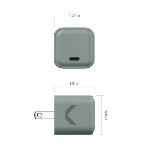 CLEMM Core USB-C Charger Block Power Adapter for iPhone 17/16/15/14/13/12/11/X, Galaxy S24 Ultra/S23 35W Max Output Fast Charging, Foldable, GaN, PPS, 3.0, 1 Port, Compact Sleek Design, Gray
