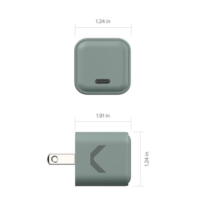 CLEMM Core USB-C Charger Block Power Adapter for iPhone 17/16/15/14/13/12/11/X, Galaxy S24 Ultra/S23 35W Max Output Fast Charging, Foldable, GaN, PPS, 3.0, 1 Port, Compact Sleek Design, Gray