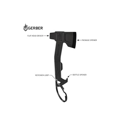 Gerber Gear Hatchet Keychain 3-in-1 Multitool, Clips to Pocket or Keychain with Bottle Opener, Flathead Driver, Package Opener, EDC Gear for Everyday Carry - color: Black