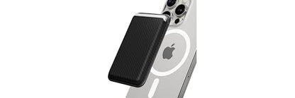 Sinjimoru Magnetic Card Wallet for MagSafe, Vegan Leather, Carbon Black - color: Carbon Black