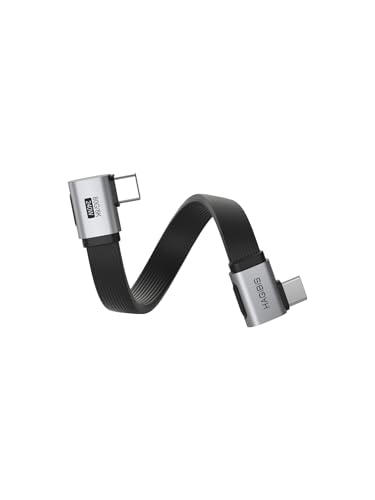 Hagibis 0.33ft 90 Degree USB4 Cable, 80Gbps Data Transfer, 8K@60Hz Video Display, 240W Fast Charging Right Angle USB-C Cable, USB 4 V2.0 Cable for iPhone 17 16 15 Pro Max, iPad Pro, Thunderbolt 5/4