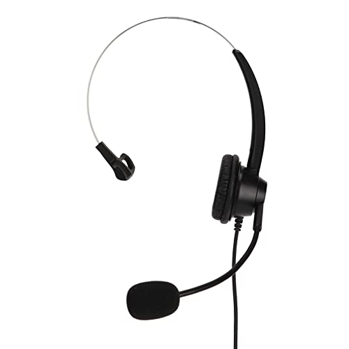 Telephone Headphone Noise Cancelling Single Ear Wired Headset with Mic Mute, 3.5mm Elbow Plug Business Call Center Headset for Office Customer Service Use