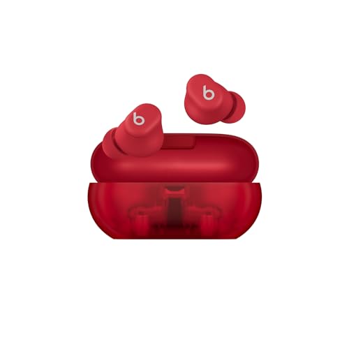 Beats Solo Buds - Wireless Bluetooth Earbuds | 18 Hours of Battery Life | Apple & Android Compatibility | Built-in Microphone - Transparent Red - color: Transparent Red, style: Solo Buds