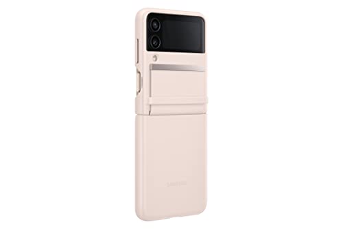 SAMSUNG Galaxy Z Flip4 Flap Leather Cover, Protective, Premium Luxury Phone Case with Slim Style Design, US Version, Peach - color: Peach, style: Leather