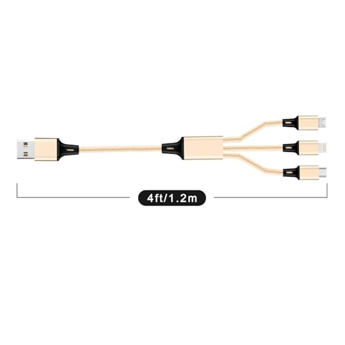 Multi Charging Cable, 3 in 1 USB Cable, Gold - color: Gold