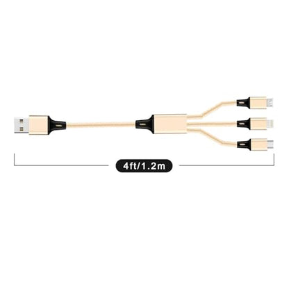 Multi Charging Cable, 3 in 1 USB Cable, Gold - color: Gold