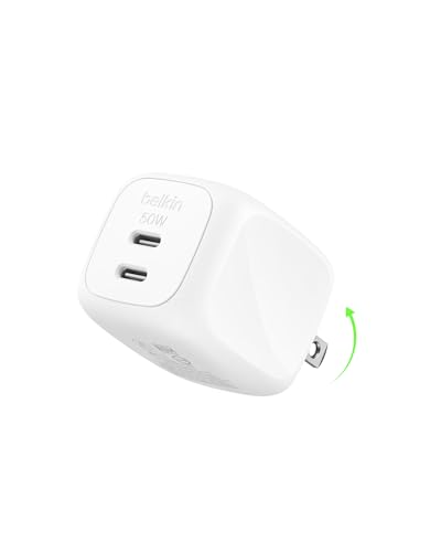 Belkin 50W Dual GaN USB C Charger Block, Fast Charging for Travel - style: Single Pack