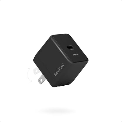 iHome GaN Universal USB-C Charger Block, Power Delivery, Folding Prongs, Compact Travel Design for Phones, Tablets & USB-C Devices (Black, 30W) - color: Black, size: 30W