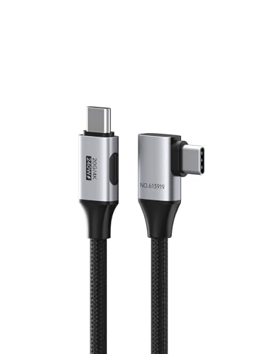 Hagibis USB4 Cable, Right Angle 90Degree Braided 80Gbps, 240W Fast Charging, 8K@60Hz USB4 V2.0 USB-C Cable for iPhone 17 16 15 Pro Max, iPad Pro, MacBook, Thunderbolt 5/4 (Side 90 Degree, 4.9FT) - color: Side 90 Degree, size: 4.9FT
