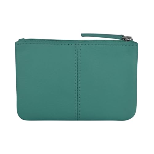 ili New York Leather Mini Compact Coin Purse - Aqua - color: Aqua