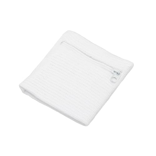 Wrist Wallet Wristband with Zipper, Cotton Wrist SweatBands Sports Absorb Sweat - color: White