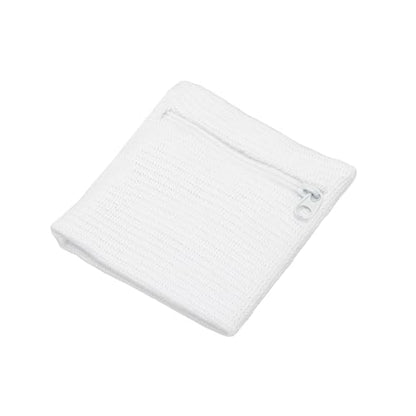 Wrist Wallet Wristband with Zipper, Cotton Wrist SweatBands Sports Absorb Sweat - color: White