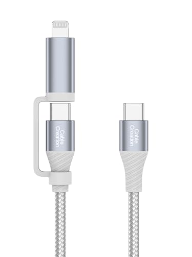 CableCreation MFi Certified USB C to USB C & Lightning Cable,6FT 60W 2-in-1 - size: 6Feet, style: USB C to C & Lightning