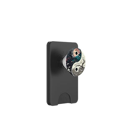 Yin Yang Day & Night Bonsai Cherry Blossom Sun Moon PopSockets PopWallet for MagSafe - style: Magnetic PopWallet
