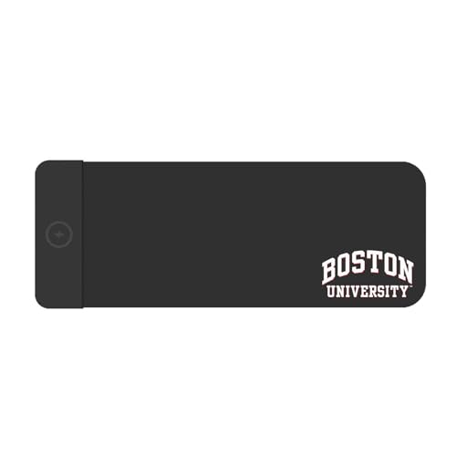 OTM Essentials Boston University Classic Wireless Charging Cloth Desk Mat, Durable Office Supplies, Non-Slip Base, Quick Charging Wireless Desk Pad, Black - size: Classic- Charging, style: Boston University
