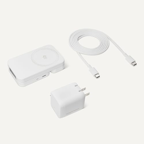 Amazon Basics MagSafe Compatible 25W Fast Charging Qi2.2 Certified 3-in-1 Wireless Charging Station, Foldable Stand for iPhone 17/16/15/14/13/12, Apple Watch, AirPods, with 45W Adapter, White - color: White