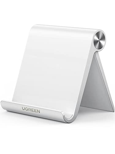 UGREEN Cell Phone Stand for Desk Phone Holder Foldable Portable Adjustable Compatible with iPhone 17 Air 16 15 14 13 Pro Max, iPhone 12 11 Plus SE XS XR 8 7, Office Desk Travel Accessories, White - color: White