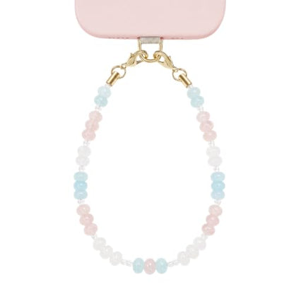 POSADINA Natural Stone Phone Charm, Beaded Healing Phone Wrist Strap, Handmade Cellphone Chain Lanyard with Tether Tab - color: Cotton Candy