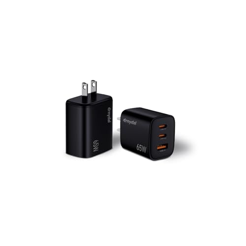 65W GaN USB-C Fast Charger Block with Dual USB-C & USB-A Ports, Compact Power Adapter for MacBook, iPad, iPhone, Galaxy, and More Black - color: Black 65W