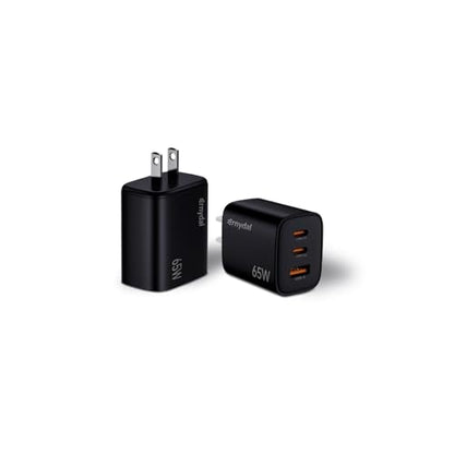 65W GaN USB-C Fast Charger Block with Dual USB-C & USB-A Ports, Compact Power Adapter for MacBook, iPad, iPhone, Galaxy, and More Black - color: Black 65W