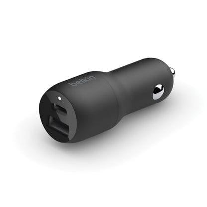 Belkin 37-Watt Dual USB Car Charger - Power Delivery 25W USB-C Port & 12W USB-A Port for PPS Charging Apple iPhone, Samsung Galaxy, AirPods, & More - size: 1.0 inches, style: Dual USB-A & C 37W