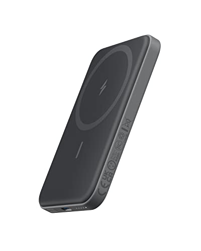 Anker 621 MagGo Power Bank, 5,000mAh Magnetic Portable Charger | Travel Essential Battery Pack with USB-C Cable, Compatible with iPhone 16 / 15 / 14 / 13 / 12 Series - color: Black, size: 4.13 x 2.62 x 0.45 inches