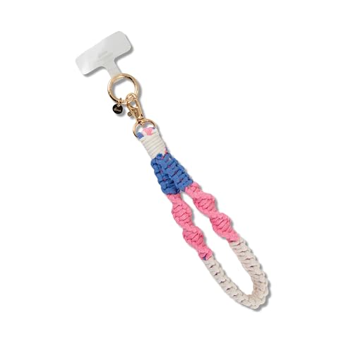 Sonix Phone Wristlet - Detachable Universal Smartphone Wrist Strap, Hands-Free Lanyard Cellphone Bracelet with Tether Tab - color: Crochet Twist - Pink